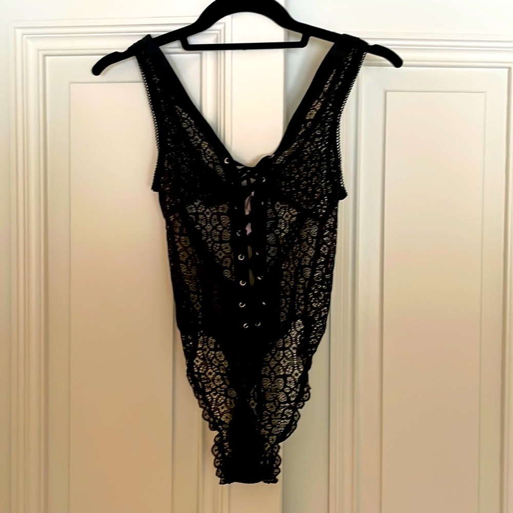 Never worn with tags-  Victoria’s Secret crochet bodysuit